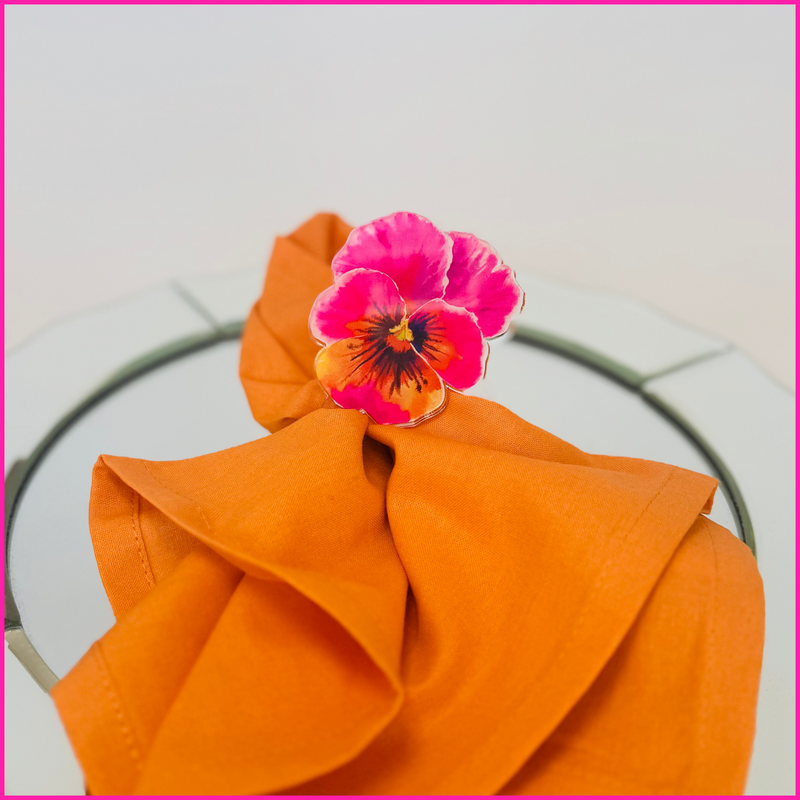 PRETTY PANSY ACRYLIC NAPKIN RINGS