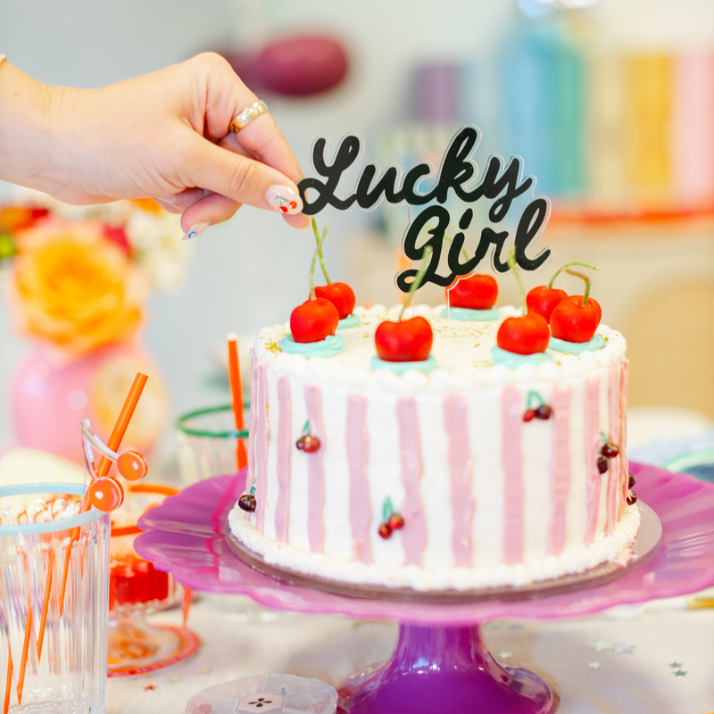 'LUCKY GIRL' ACRYLIC CAKE TOPPER