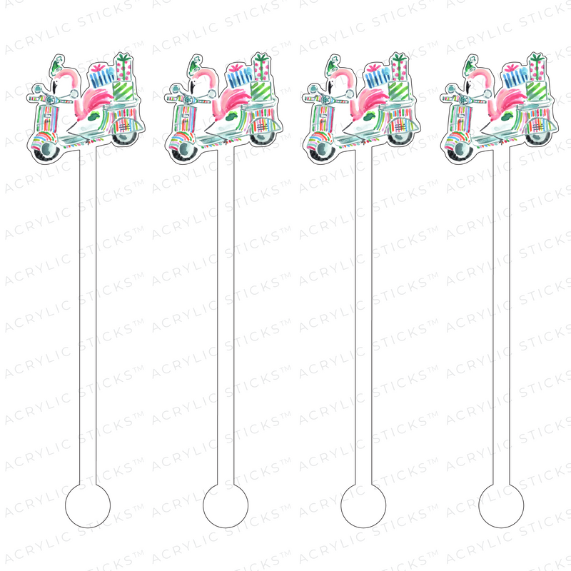AS X EVELYN HENSON SCOOTIN SANTA FLAMINGO ACRYLIC STIR STICKS