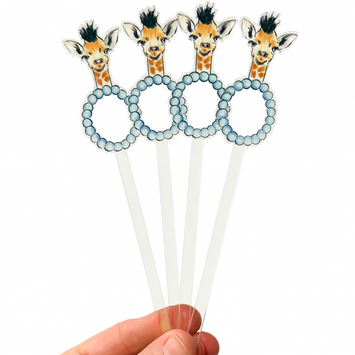 BABY BOY GIRAFFE TEETHER ACRYLIC STIR STICKS