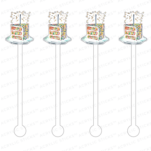 AS X EVELYN HENSON BIRTHDAY CONFETTI CAKE SLICE ACRYLIC STIR STICKS