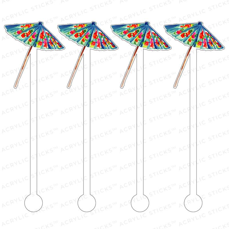 BLUE DRINK UMBRELLA ACRYLIC STIR STICKS