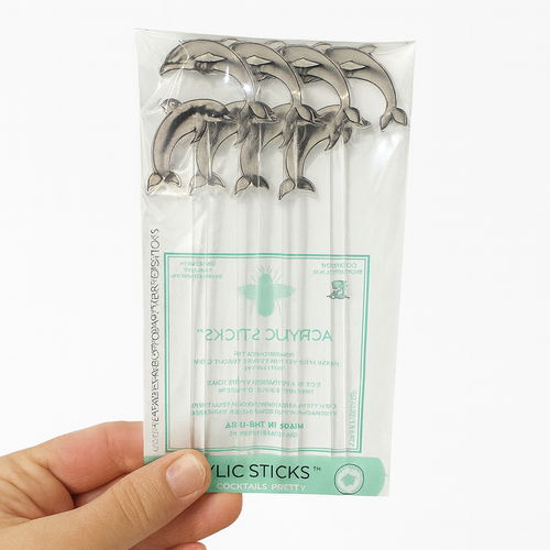 GRAY DOLPHINS ACRYLIC STIR STICKS