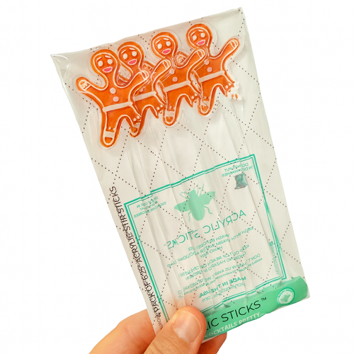 YUMMY GINGERBREAD MAN ACRYLIC STIR STICKS