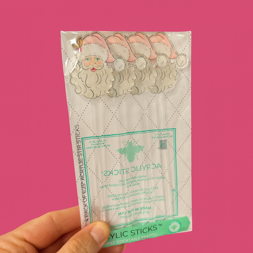 PRETTY PINK SANTA ACRYLIC STIR STICKS