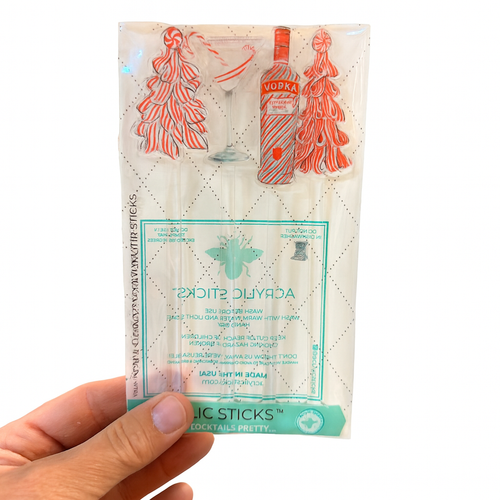 CANDY CANE CHRISTMAS COCKTAIL ACRYLIC STIR STICKS COMBO