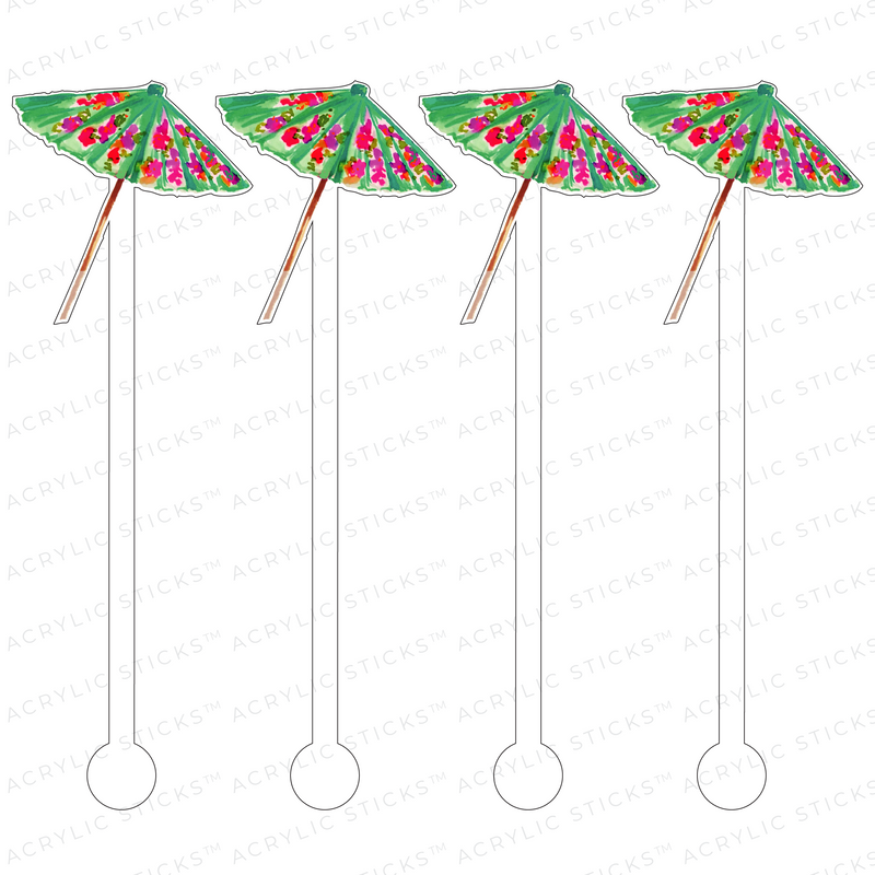 GREEN DRINK UMBRELLA ACRYLIC STIR STICKS