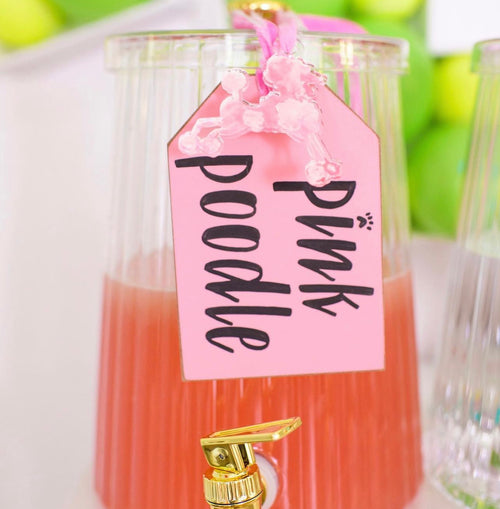 PINK POODLE PROFILE ACRYLIC GIFT TAG