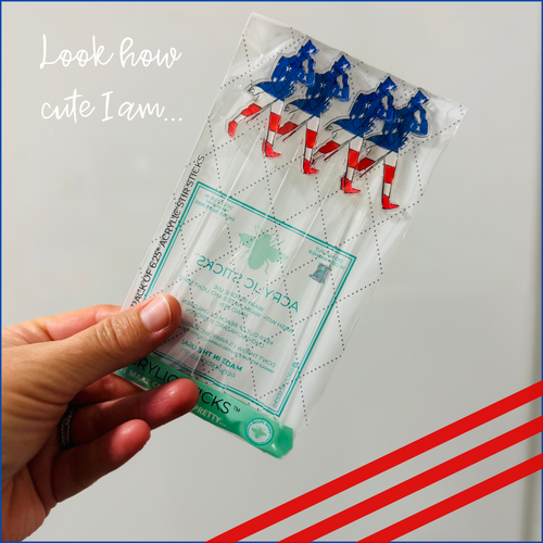 PATRIOTIC ABE LINCOLN ACRYLIC STIR STICKS