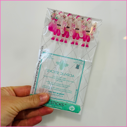 COUTURE PINK SANTA ACRYLIC STIR STICKS