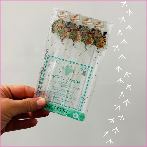HAPPY THANKSGIVING TURKEY ACRYLIC STIR STICKS