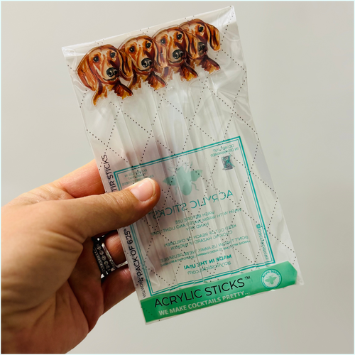 RED DACHSHUND PROFILE ACRYLIC STIR STICKS