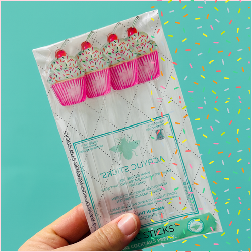 CUTE CUPCAKE ACRYLIC STIR STICKS