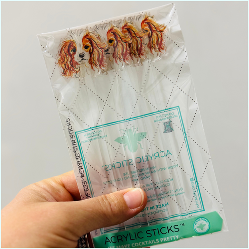 KING CHARLES CAVALIER PROFILE ACRYLIC STIR STICKS