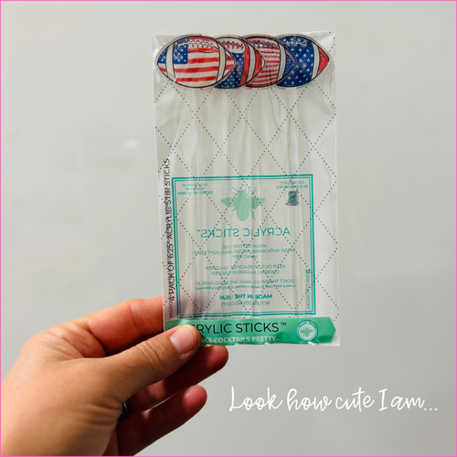 PATRIOTIC FOOTBALLS ACRYLIC STIR STICKS COMBO