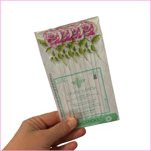 PINK ROSE ACRYLIC STIR STICKS