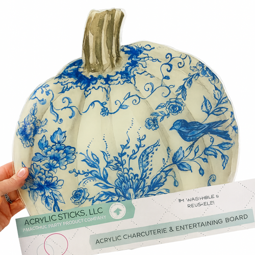 BLUE & WHITE BIRD GOURD ACRYLIC CHARCUTERIE & SNACK BOARD