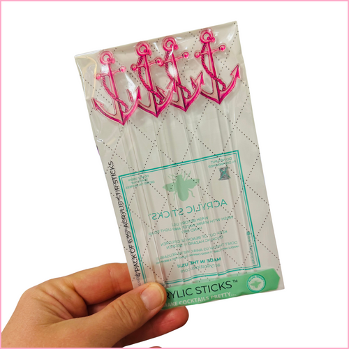PINK ANCHOR ACRYLIC STIR STICKS