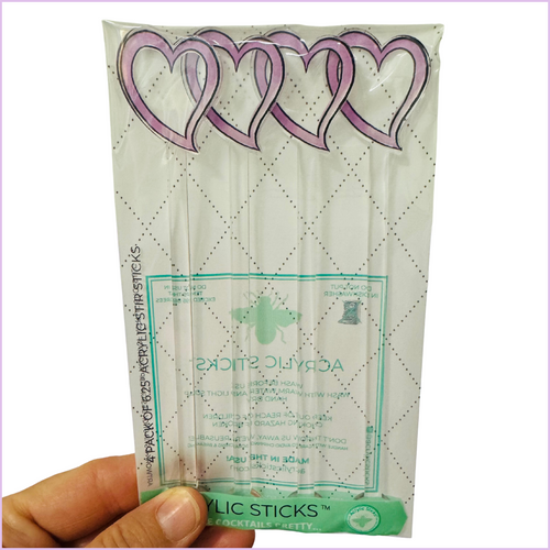 LILAC FLOATING HEART ACRYLIC STIR STICKS