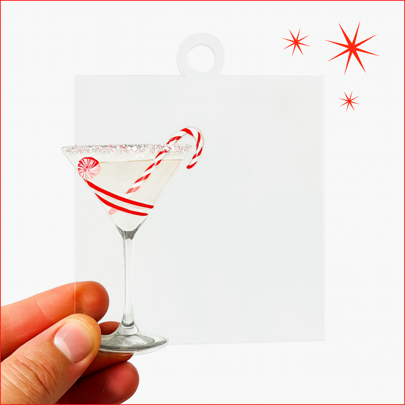 PEPPERMINT MARTINI WRITABLE ACRYLIC GIFT TAG
