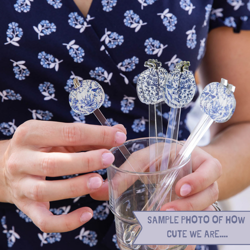 BLUE & WHITE WILLOW GOURD ACRYLIC STIR STICKS