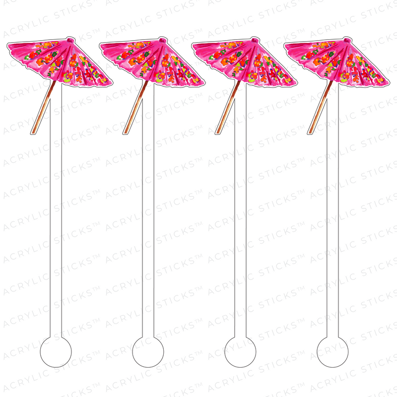 PINK DRINK UMBRELLA ACRYLIC STIR STICKS