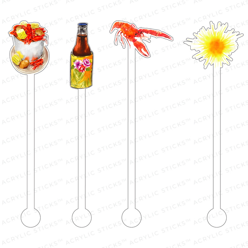 SUMMER CRAWFISH BOIL ACRYLIC STIR STICKS COMBO