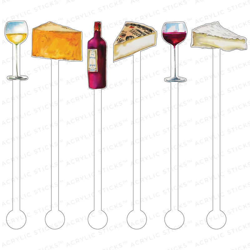 WINE & CHEESE LOVERS ACRYLIC STIR STICKS COMBO