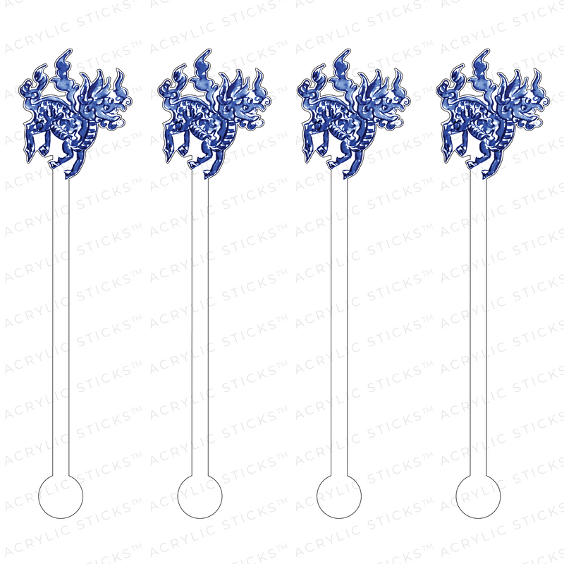 BLUE ORIENTAL DRAGON ACRYLIC STIR STICKS