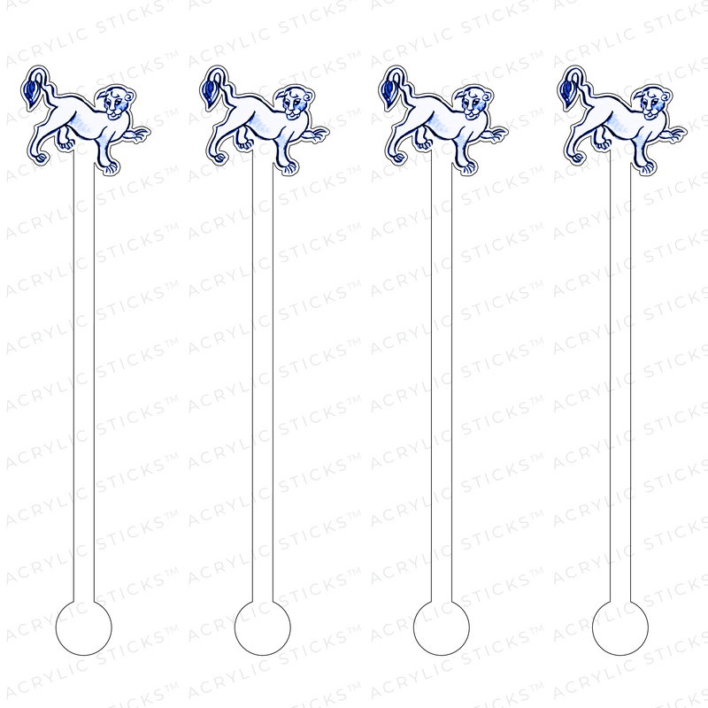 BLUE & WHITE KATANGA LION ACRYLIC STIR STICKS
