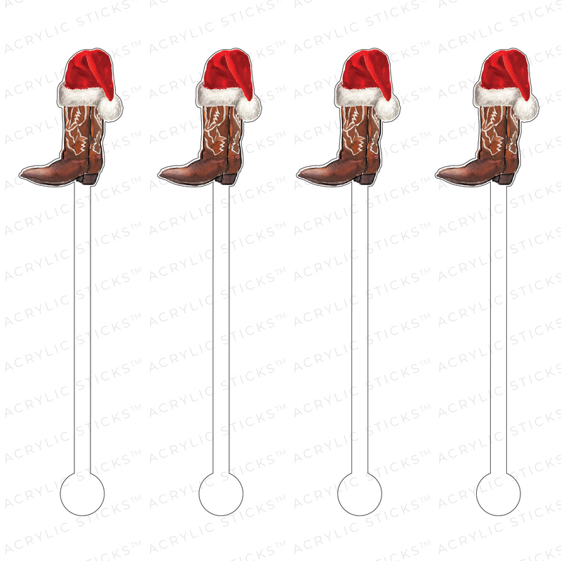 CHRISTMAS COWBOY BOOT ACRYLIC STIR STICKS