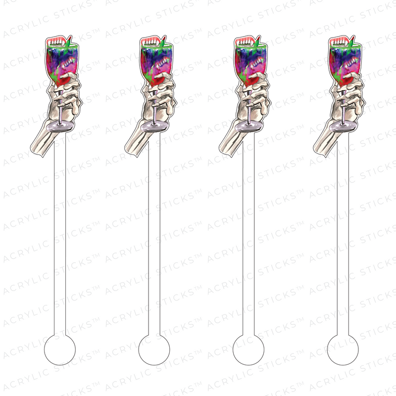 SKELETON HAND with WITCH'S BREW ACRYLIC STIR STICKS