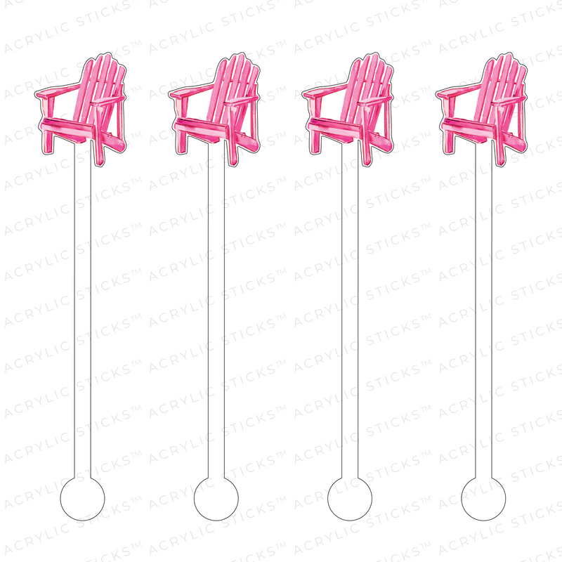 PINK ADIRONDACK CHAIR ACRYLIC STIR STICKS