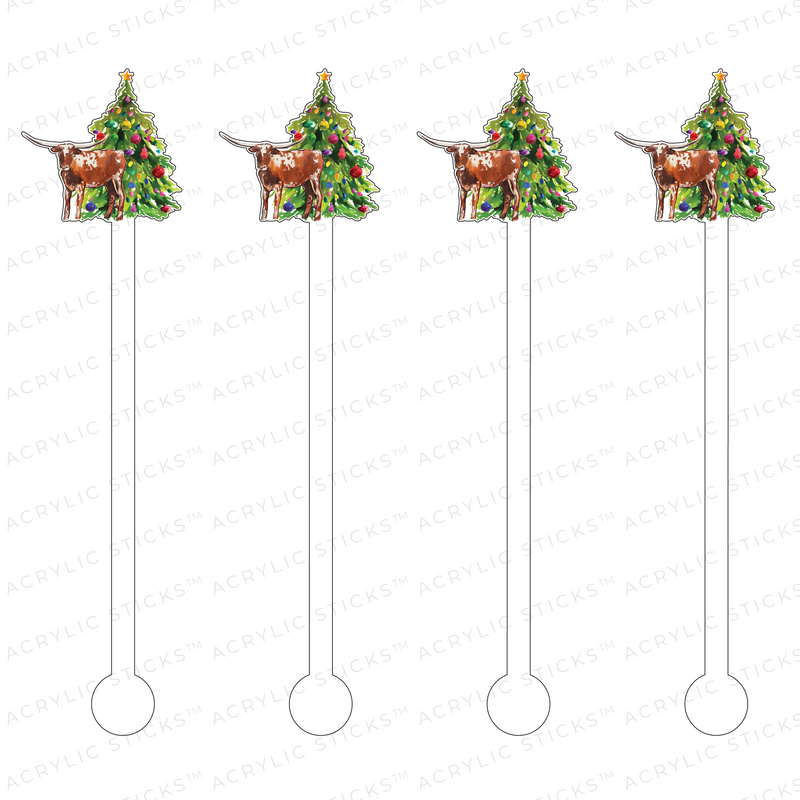 LONGHORN CHRISTMAS ACRYLIC STIR STICKS