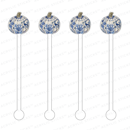 BLUE & WHITE BIRD GOURD ACRYLIC STIR STICKS