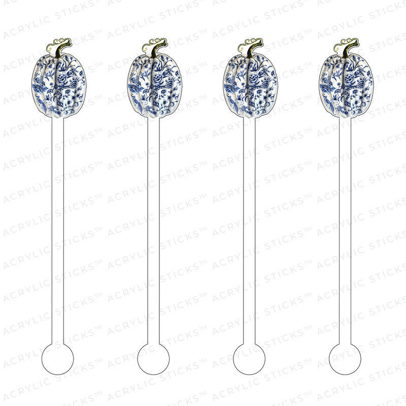 BLUE & WHITE WILLOW GOURD ACRYLIC STIR STICKS