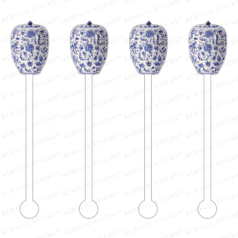 DANCING FLOWERS GINGER JAR ACRYLIC STIR STICKS