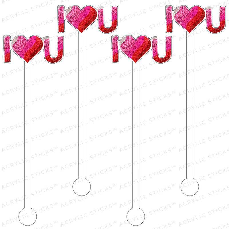 I HEART U OMBRE RHINESTONE ACRYLIC STIR STICKS
