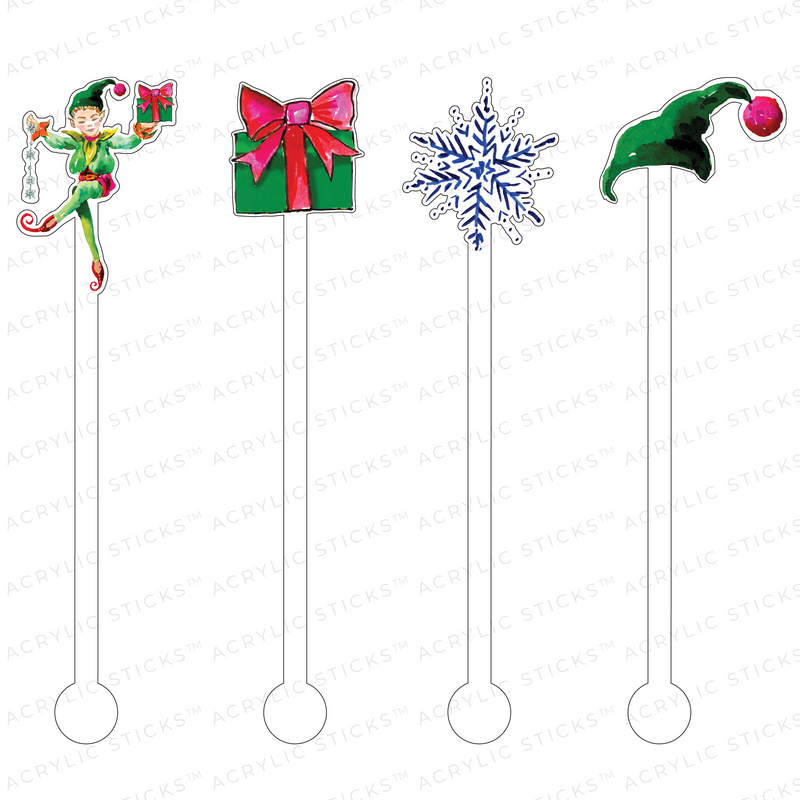 CHRISTMAS ELF ACRYLIC STIR STICKS COMBO