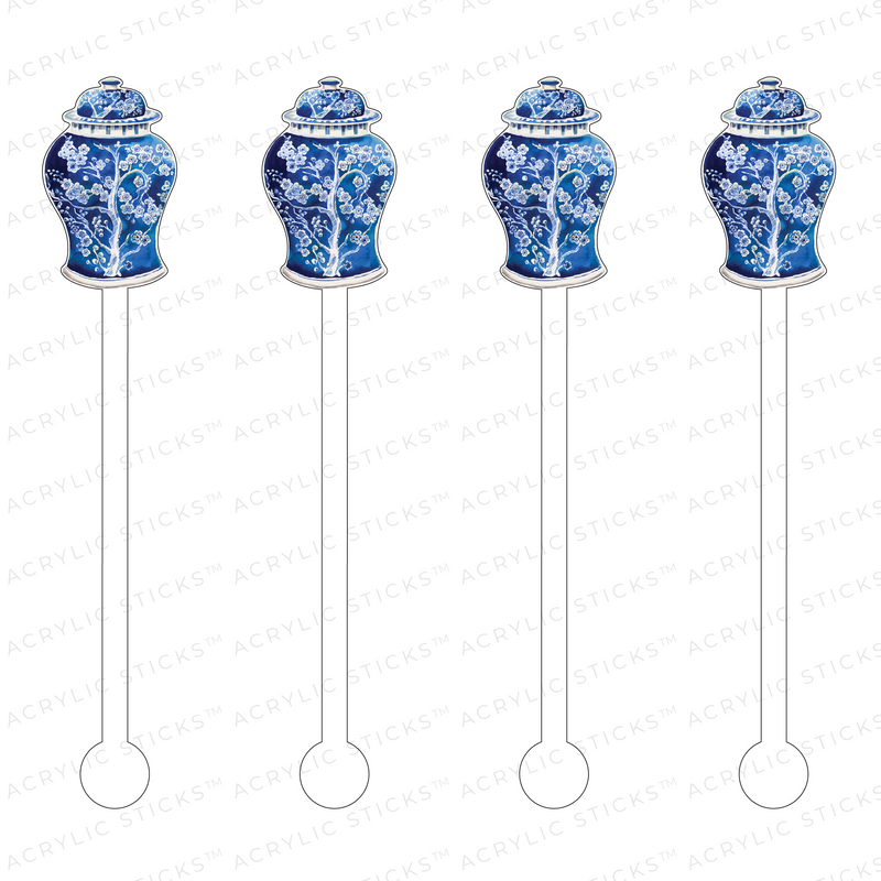 BLOSSOMS GINGER JAR ACRYLIC STIR STICKS