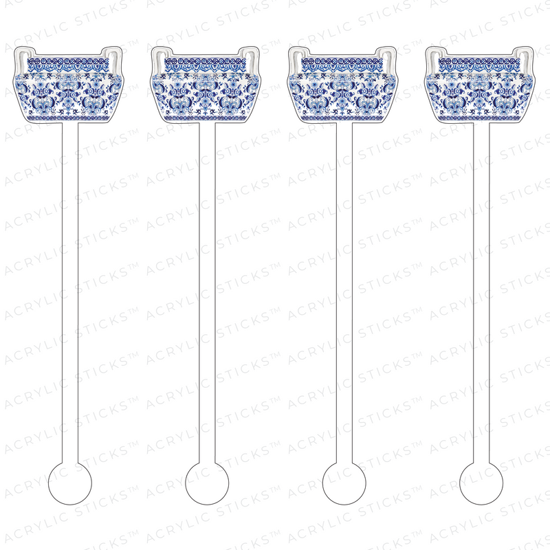 BLUE & WHITE DYNASTY URN ACRYLIC STIR STICKS