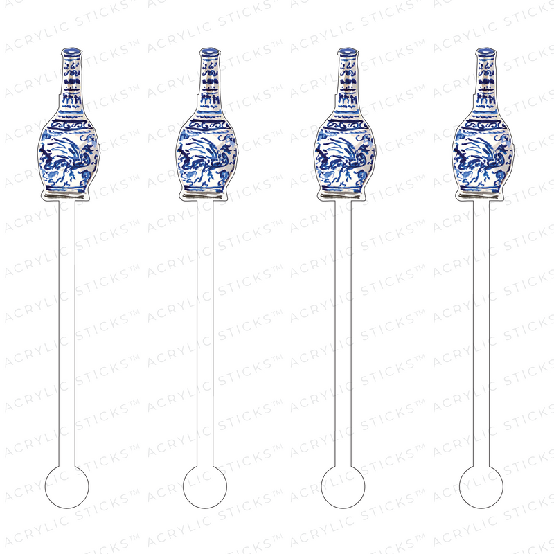 SORORI BLUE & WHITE VASE ACRYLIC STIR STICKS