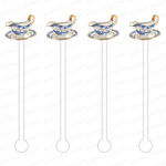 BLUE & WHITE GRAVY BOAT ACRYLIC STIR STICKS