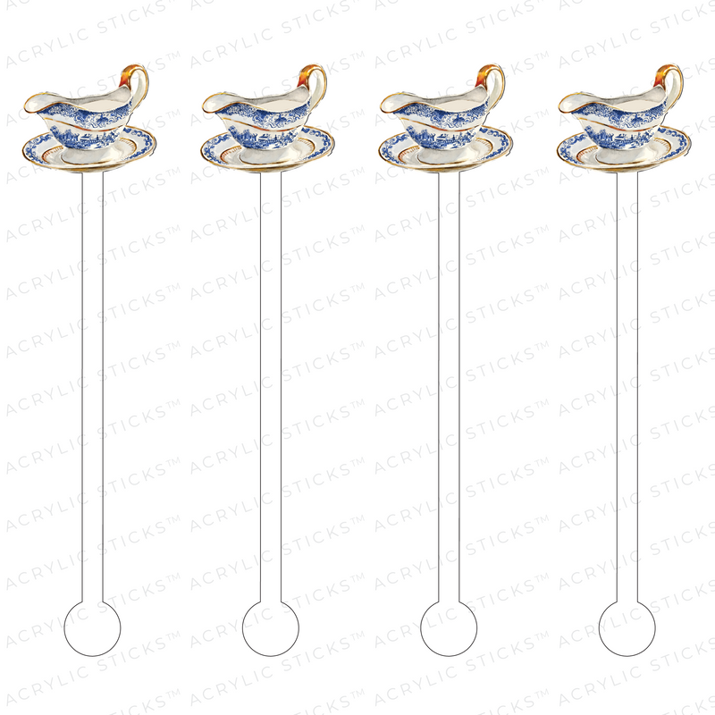 BLUE & WHITE GRAVY BOAT ACRYLIC STIR STICKS
