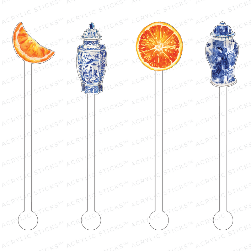 CITRUS BLUE & WHITE ACRYLIC STIR STICKS COMBO