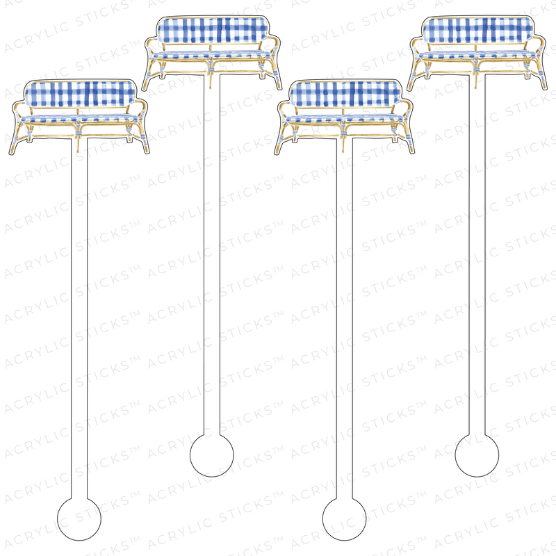 BAMBOO GINGHAM SETTEE ACRYLIC STIR STICKS