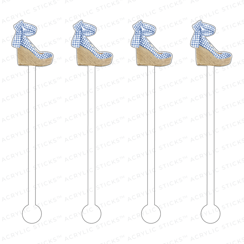 GINGHAM BOW WEDGE ACRYLIC STIR STICKS