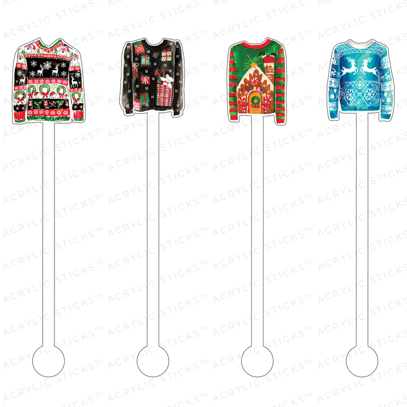 UGLY SWEATERS XMAS PARTY ACRYLIC STIR STICKS COMBO