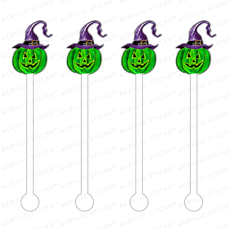 GREEN WITH ENVY JACK O' LANTERN ACRYLIC STIR STICKS