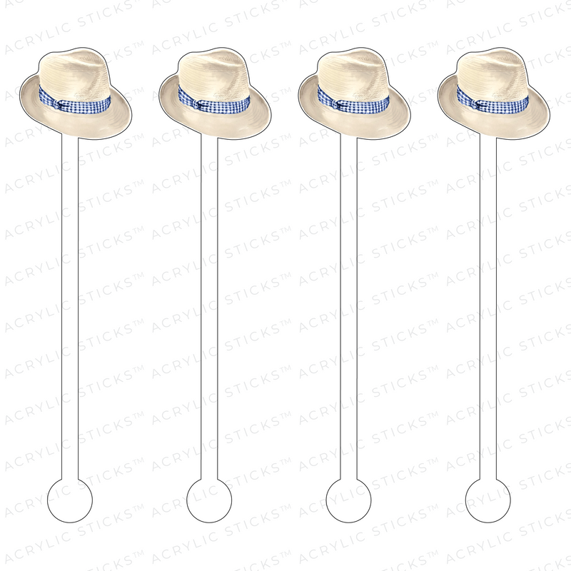 GINGHAM FEDORA ACRYLIC STIR STICKS